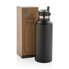 Vue Bouteille iso 600ml en acier recyclé RCS avec goulot Hydro de couleur noir| Krokrodeal