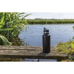 Vue Bouteille iso 600ml en acier recyclé RCS avec goulot Hydro de couleur noir| Krokrodeal