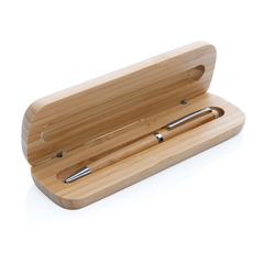 Vue Stylo dans une boîte en bambou de couleur marron| Krokrodeal