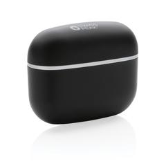 Vue Écouteurs 2.0 TWS Swiss Peak en plastique recyclé RCS de couleur noir| Krokrodeal