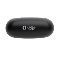 Vue Écouteurs 2.0 TWS Swiss Peak en plastique recyclé RCS de couleur noir| Krokrodeal