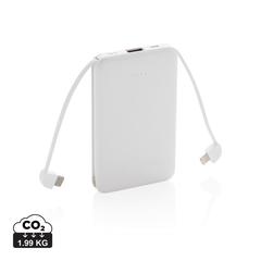 Vue Batterie de secours 5000 mAh avec câbles intégrés de couleur blanc| Krokrodeal