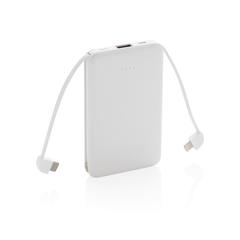 Vue Batterie de secours 5000 mAh avec câbles intégrés de couleur blanc| Krokrodeal