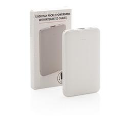 Vue Batterie de secours 5000 mAh avec câbles intégrés de couleur blanc| Krokrodeal
