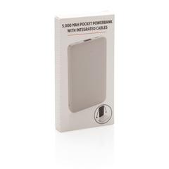 Vue Batterie de secours 5000 mAh avec câbles intégrés de couleur blanc| Krokrodeal