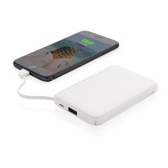 Vue Batterie de secours 5000 mAh avec câbles intégrés de couleur blanc| Krokrodeal