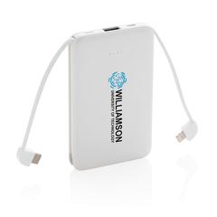 Vue Batterie de secours 5000 mAh avec câbles intégrés de couleur blanc| Krokrodeal