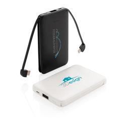 Vue Batterie de secours 5000 mAh avec câbles intégrés de couleur blanc| Krokrodeal