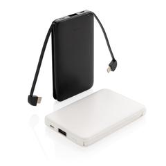 Vue Batterie de secours 5000 mAh avec câbles intégrés de couleur blanc| Krokrodeal