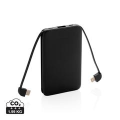 Vue Batterie de secours 5000 mAh avec câbles intégrés de couleur noir| Krokrodeal