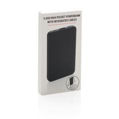 Vue Batterie de secours 5000 mAh avec câbles intégrés de couleur noir| Krokrodeal