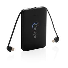 Vue Batterie de secours 5000 mAh avec câbles intégrés de couleur noir| Krokrodeal