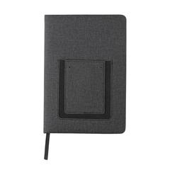 Vue Carnet de notes A5 avec pochette téléphone de couleur noir| Krokrodeal