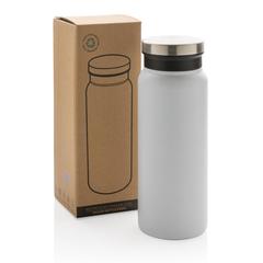 Vue Bouteille isotherme 600ml en acier inoxydable recyclé RCS de couleur blanc| Krokrodeal