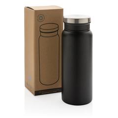Vue Bouteille isotherme 600ml en acier inoxydable recyclé RCS de couleur noir| Krokrodeal