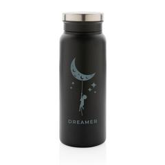 Vue Bouteille isotherme 600ml en acier inoxydable recyclé RCS de couleur noir| Krokrodeal