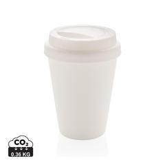 Vue Mug en PP recyclable à double paroi 300ml de couleur blanc| Krokrodeal