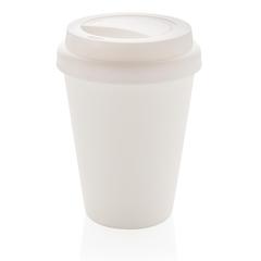 Vue Mug en PP recyclable à double paroi 300ml de couleur blanc| Krokrodeal