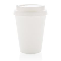 Vue Mug en PP recyclable à double paroi 300ml de couleur blanc| Krokrodeal