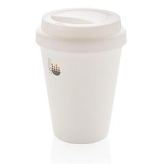 Vue Mug en PP recyclable à double paroi 300ml de couleur blanc| Krokrodeal