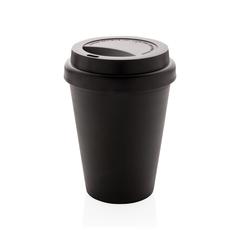 Vue Mug en PP recyclable à double paroi 300ml de couleur noir| Krokrodeal