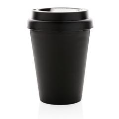 Vue Mug en PP recyclable à double paroi 300ml de couleur noir| Krokrodeal