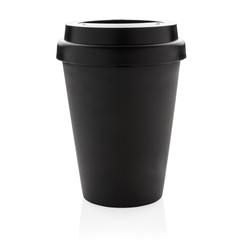 Vue Mug en PP recyclable à double paroi 300ml de couleur noir| Krokrodeal