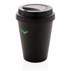 Vue Mug en PP recyclable à double paroi 300ml de couleur noir| Krokrodeal