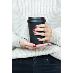 Vue Mug en PP recyclable à double paroi 300ml de couleur noir| Krokrodeal