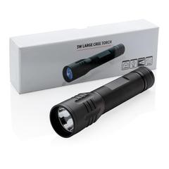 Vue Lampe torche CREE 3 W large de couleur noir| Krokrodeal