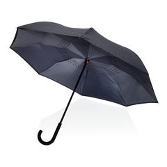 Vue Parapluie réversible 23" en rPET 190T Impact AWARE™ de couleur gris| Krokrodeal