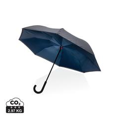 Vue Parapluie réversible 23" en rPET 190T Impact AWARE™ de couleur bleu| Krokrodeal