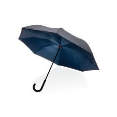 Vue Parapluie réversible 23" en rPET 190T Impact AWARE™ de couleur bleu| Krokrodeal