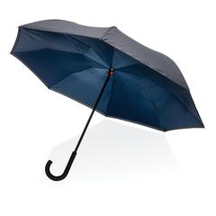 Vue Parapluie réversible 23" en rPET 190T Impact AWARE™ de couleur bleu| Krokrodeal