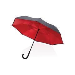 Vue Parapluie réversible 23" en rPET 190T Impact AWARE™ de couleur rouge| Krokrodeal