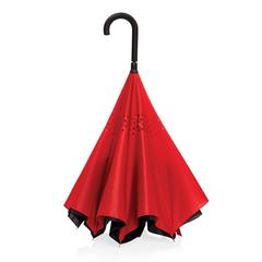 Vue Parapluie réversible 23" en rPET 190T Impact AWARE™ de couleur rouge| Krokrodeal