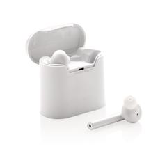 Vue Ecouteurs sans fil avec boitier de charge Liberty de couleur blanc| Krokrodeal