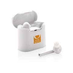 Vue Ecouteurs sans fil avec boitier de charge Liberty de couleur blanc| Krokrodeal
