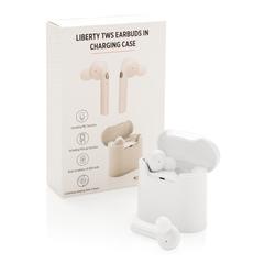 Vue Ecouteurs sans fil avec boitier de charge Liberty de couleur blanc| Krokrodeal