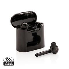 Vue Ecouteurs sans fil avec boitier de charge Liberty de couleur noir| Krokrodeal