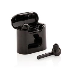Vue Ecouteurs sans fil avec boitier de charge Liberty de couleur noir| Krokrodeal