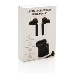 Vue Ecouteurs sans fil avec boitier de charge Liberty de couleur noir| Krokrodeal