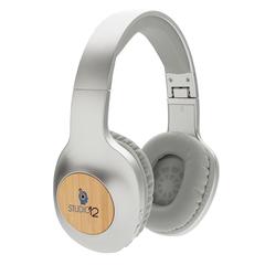 Vue Casque audio en bambou Dakota de couleur gris| Krokrodeal