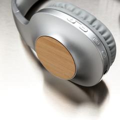 Vue Casque audio en bambou Dakota de couleur gris| Krokrodeal