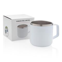 Vue Tasse randonnée en acier inoxydable de couleur blanc| Krokrodeal