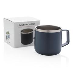 Vue Tasse randonnée en acier inoxydable de couleur bleu| Krokrodeal
