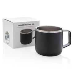 Vue Tasse randonnée en acier inoxydable de couleur noir| Krokrodeal