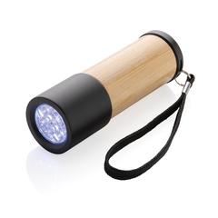 Vue Lampe torche en bambou et plastique recyclé RCS de couleur marron| Krokrodeal