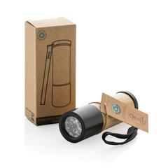 Vue Lampe torche en bambou et plastique recyclé RCS de couleur marron| Krokrodeal
