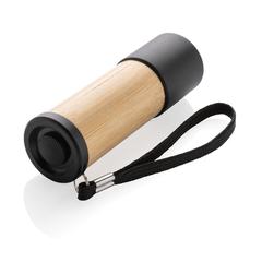 Vue Lampe torche en bambou et plastique recyclé RCS de couleur marron| Krokrodeal